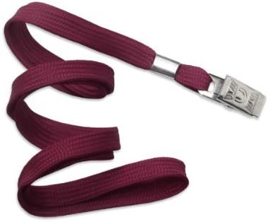 100 Maroon Flat Non-Breakaway Lanyards With Steel Bulldog Clip by Specialist ID by Brady People ID