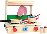 Kinderküche aus Holz, samt reichhaltigem Zubehör,  ab 3 Jahren, mit integriertem Koffer