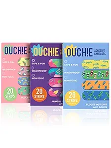 AYA PAPAYA Ouchie NON-TOXIC Printed Bandages COMBO Set of 3 (3 x 20 = 60 Pack)