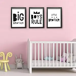 TIED RIBBONS Kids Room Decoration Item for Girls Boys Bedroom Set of 3 Wall Hanging Poster Brother Printed Framed Painting Gift Set (13.6 inch x 10.2 Inch)
