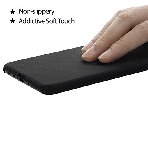 iPhone 8 Plus / iPhone 7 Plus Case,PITAKA Magcase Aramid Fiber[Real Body Armor Material]Phone Cover, Ultra Thin(0.65mm)Super Light(14g) Snap-on Case for iPhone 8+ / 7+-Black/Grey(Twill)