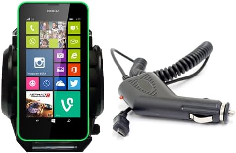 XYLO ACCESSORIES Car Kit: Windscreen Suction Mount Holder and In Car Charger for the Nokia Lumia 630 &amp; Lumia 635 Mobile Phone