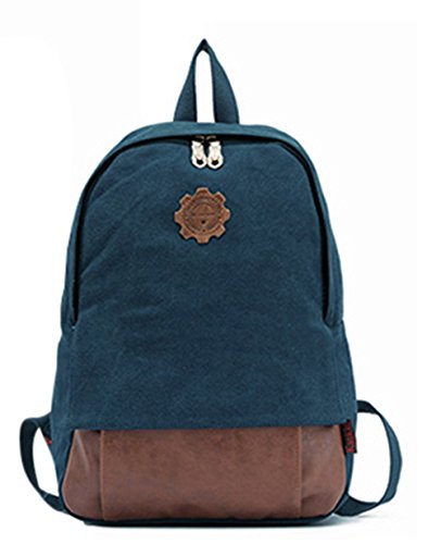 Preisvergleich Produktbild KISS GOLD(TM) Multifunktionsrucksack Laptoptasche Schulrucksack im Retrostil bis 14 Zoll Dunkelblau