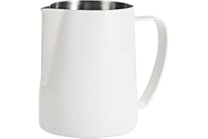 Dianoo Jarra de Espuma de Leche de Acero Inoxidable 600 ml - para Café, Capuchino, Barista, Arte Con Leche - Color Blanco