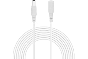 MaxSell 3M/5M/10M CCTV 2.1 x 5.5mm White DC 12V Power Extension Cable Male to Female, Power Supply Adapter Extender Cord for CCTV Security Cameras, DVRs, LED Strips, Routers (White, 3M)