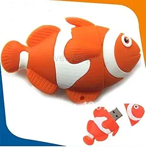 Microware 16GB Fish Shape Nemo Designer Fancy Pendrive (Orange)