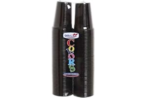 TEKHOME 100/200/500/1000 PEZZI BICCHIERI COLORATI COLORS DOPLA da bibita ideali per compleanni, feste, party, aperitivi (NERO, 100)