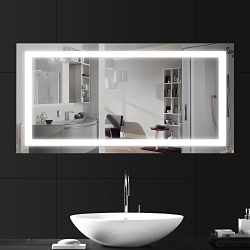 LEBRIGHT 23w 100 x 60cm Specchio Luce LED con Illuminazione Interruttore per il Bagno Camera da Letto, Ingresso AC 230V, a prova di esplosione specchi a led con pulsante a tendina (4000K)