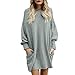 Produktbild MYMYG Damen Stricken Langarmshirt Mode Frauen Solide Oansatz Tasche Lange Solide Baggy Jumper Langarm Casual Lose Pullover Bodycon Casual O-Ausschnitt Sweatshirt