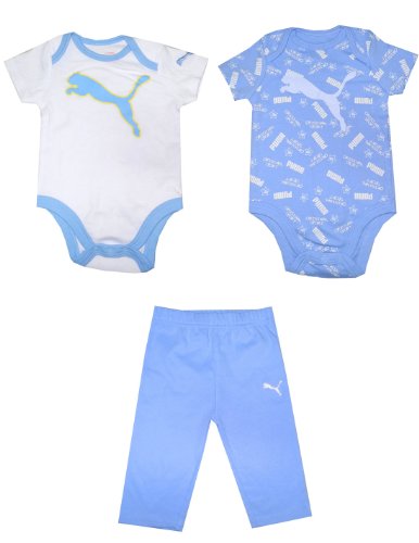 3 PCS Set: Puma Infant Short Sleeve Romper / Onesie & Pant Set 6-9M Multicolor