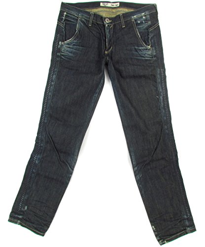 TAKE TWO "Keara Dirty Boyfriend" womens tappered jeans raw denim (navy blue)