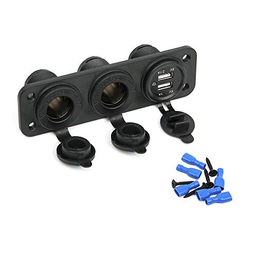 FORTAG Dual USB adattatore caricabatterie presa accendisigari per attacco Auto Camion Auto Nero