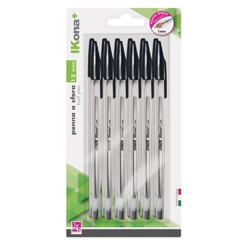 IKona+ 11668 Penne a Sfera 12 Pezzi, Colori Assortiti