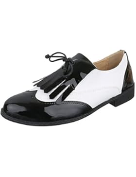 Klassische Halbschuhe Damenschuhe Oxford Blockabsatz Retro Ital-Design Halbschuhe