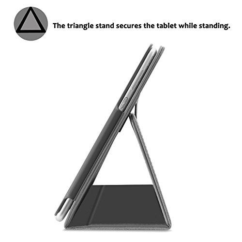 Huawei MediaPad M3 10 Lite 10 Hülle Case, Infiland Slim Fit Folio PU-lederne dünne Kunstleder Schutzhülle Cover Tasche für Huawei MediaPad M3 10 Lite 10 (Weltraum Grau) - 7