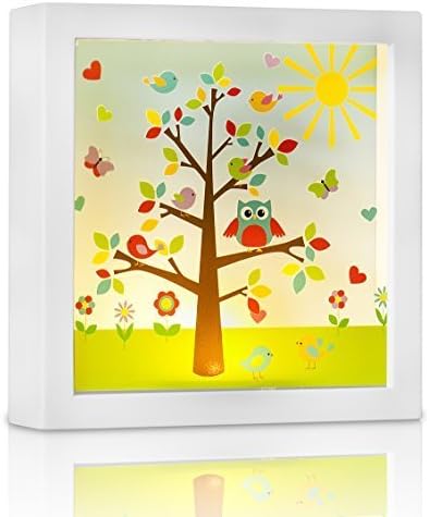 Night Light for Kids, Marmelada Lights, 3D Story in a Frame Series Happy Birds, LED Kids, Baby, Children Night Lamp Bookshelf, Tabletop, Bedside or Wall Hanging, Battery operated-2 months runtime.
