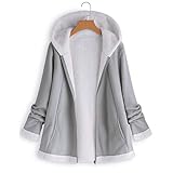 iHENGH Neujahrs Karnevalsaktion Damen Herbst Winter Bequem Mantel Lässig Mode Jacke Frauenmode Winter Tasche Reißverschluss Langarm Plüsch Hoodie Mantel
