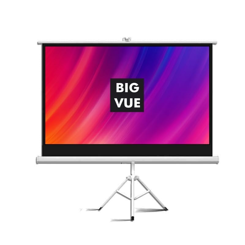 BIG VUE Matte White Fabric Tripod Projector Screen with Stand - Indoor and Outdoor Wrinkle-Free Projection Screen for Home, School & Office Presentation (84 Inch, 4:3 Aspect Ratio)