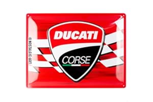 Nostalgic-Art Retro Blechschild, 30 x 40 cm, Ducati Corse – Logo Racing Flag – Geschenk-Idee für Biker, Original Lizenzprodukt (OLP), aus Metall, Vintage Design, Blechschilder Sprüche