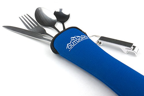 Outdoro Campingbesteck und Reisebesteck aus Edelstahl mit Neopren-Bestecktasche – Ideales Besteckset für Outdoor und Reise - 4
