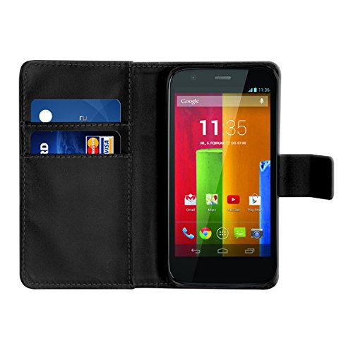 kwmobile Funda para Motorola Moto G  2013  - Carcasa de  Cuero sint  tico  - Case con Tapa y  Tarjetero  en  Negro 