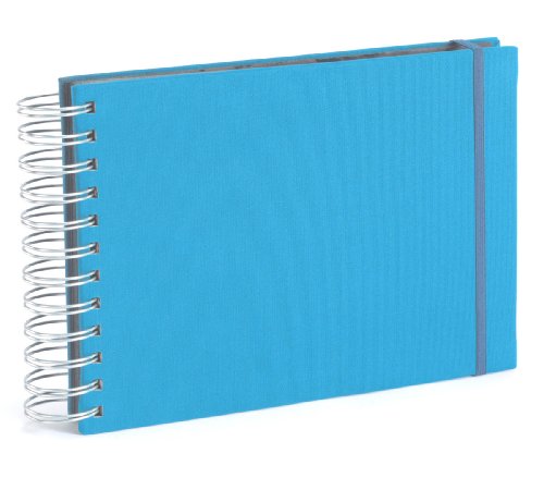 Semikolon Mini Mucho Album turquoise (türkis) | Spiral-Foto-Album mit 90 Seiten und hochwertigem Leinen-Einband und Spiralbindung | Spiral-Foto-Buch mit 45 Blättern schwarzem Fotokarton mit Pergaminpapier | Format: 23,0 × 16,0 cm