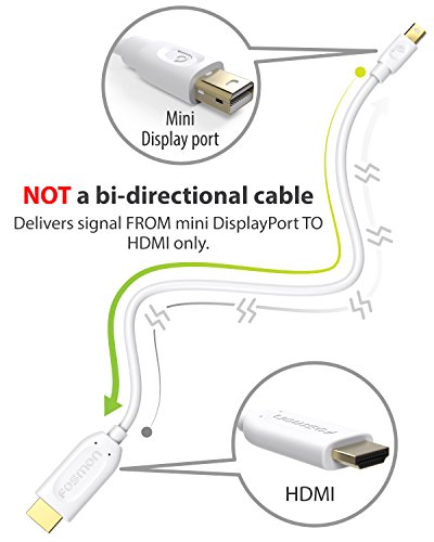 Fosmon (3m) mini Displayport zu HDMI Adapter / Kabel (MiniDP/mDP) für Apple iMac (2009 & Später), Mac Mini (Mid 2010 & Später), Mac Pro (Mittel-2010), MacBook, MacBook Pro, MacBook Air, Microsoft Surface Pro / Surface Pro 2 / Surface Pro - 4
