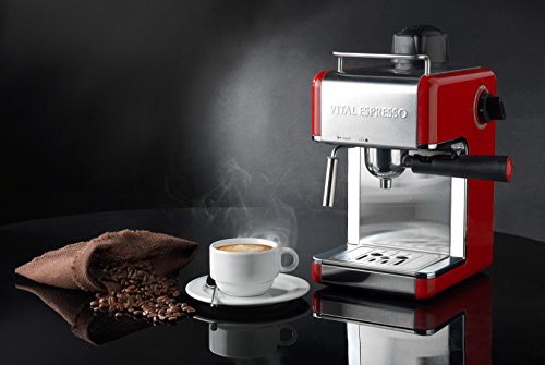 CAFETERA ITALIANA ESPRESSO DE 4 TAZAS CON EMULSIONADOR DE LECHE PARA CAPUCHINOS CREMOSOS. SIN CAPSULAS. 800W 3.5. BARES. VITAL ESPRESSO.