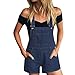 Produktbild BHYDRY Frauen Lose Denim Lätzchen Loch Overalls Jeans Denim Shorts Overall(Small,Dunkelblau)