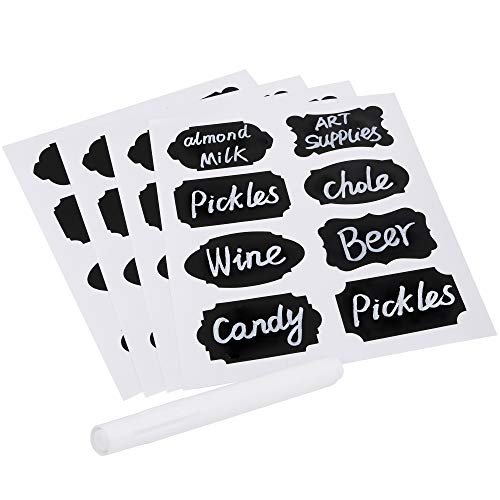 Eachgoo 80 etiquetas de la pizarra, reutilizables pizarra etiquetas,etiquetas engomadas de la pizarra de hojas para los tarros + marcador de la tiza blanco que se borra.