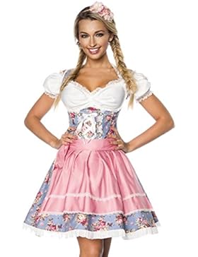 DIRNDLINE 3-tlg. Mini-Dirndl Trachtenkleid mit floralem Muster (Kleid, Schürze & Bluse) in 2 Farben A70001
