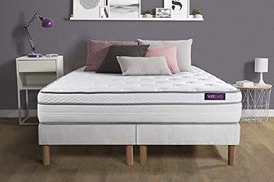 Septnuits Matelas 180x200 + Double sommiers 90x200 Memo Ressorts ensachés + mémoire de Forme 5 Zones de Confort Maxi épaisseur