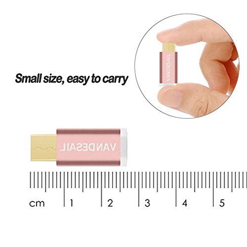 USB C Adapter, VANDESAIL® Type C 3.1 auf Micro USB Ladekabel Datenkabel Kabel Adapter Konverter für MacBook 12inch 2015, Lenovo ZUK Z1, MI 4C, Nokia N1, Chromebook (Alloy-Gold, Rose) - 6