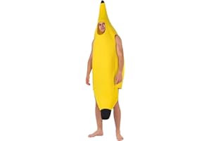 Collenatsy Adult Banana Suit,Funny Banana Costume,Yellow Banana Jumpsuit,Stag Night,Halloween Dress Up,Unisex Fancy Dress for Adults/Kids