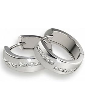 Goldmaid Damen-Creolen 925 Sterlingsilber Kanalfassung 20 Zirkonia Ohrringe Schmuck