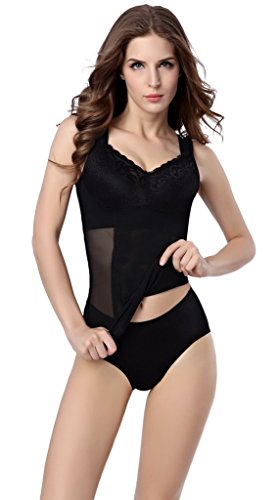 Smile YKK Women Mesh Slimming Control Bodysuit Corset Black XL Waist 70-80 cm