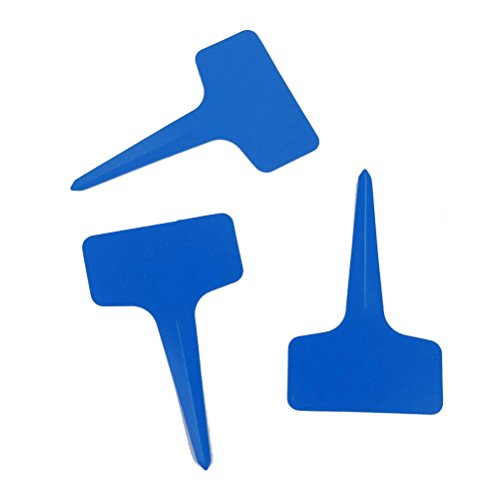 WINOMO 100pcs 10 * 6cm T-Form Pflanzenetiketten Kunststoff Pflanzenschilder (Blau) - 4
