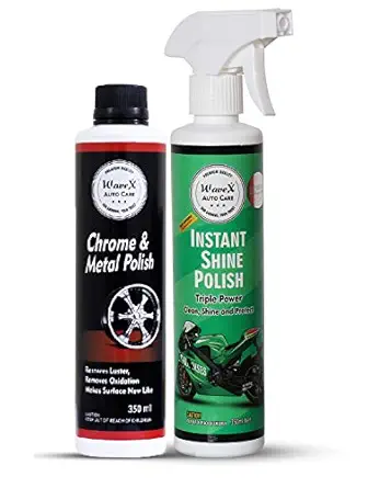 Wavex Chrome and Metal Polish 350 GMS |Instant Spray Car and Bike Polish 350ML Cleans and Shines | Car Bike Care kit(Set of 2)