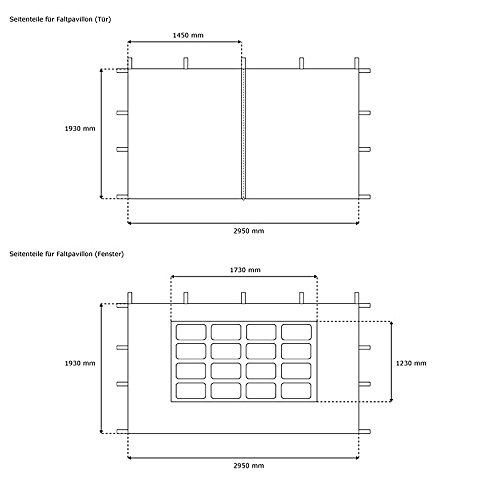 JAROLIFT Faltpavillon Seitenteil Fenster 295 x 195cm, grün - 2