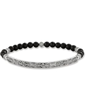 THOMAS SABO Unisex Armband Maori Ornamente 925er Sterlingsilber, Geschwärzt Zirkonia Schwarz, Obsidian Mattiert...