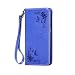 Produktbild Nancen Samsung Galaxy Note 4 / SM-N9100 (5,7 Zoll) Handyhülle, Luxus Blau Prägung Schmetterling und Blume Muster Flip Case PU Leder Tasche Ledertasche Etui Protective Schale Bookstyle Schutzhülle mit Standfunktion
