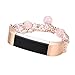 Produktbild Altsommer Armbandfür Fitbit Alta/Alta HR Pearl Agate Armband Luxury Perle Naturstein Elastische Stretch Bead mit Edelstahlrahmen Bands Ersatz Armbänder Armband Frauen Herren (Rose Gold)