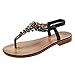 Produktbild Sandalen Frauen Damen Sommer Bohemian Strass Glitzer Flach Sandaletten Strandschuhe Flip Flops Roman Knöchelriemen Gladiator Geflochtene T-Strap Sandal Flats Thong Hausschuhe Zehentrenner