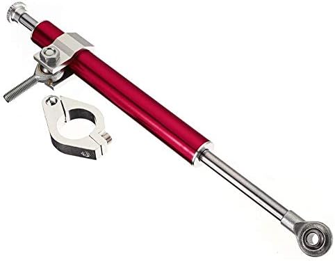 ATpart Steering Damper Motorcycle Adjustable Steering Damper Stabilizer Modified Titanium Ruler Rod Long Handlebar Steering Damper Stabilizer