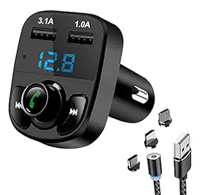 JUTEK Car Bluetooth Charger Wireless Bluetooth Charging Adapter and Metal Magnetic Charging Cable for Car Combination of Two Most Useful Car Accessories