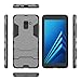 Price comparison product image COOVY® Cover for Samsung Galaxy A8 + plus SM-A730 / SM-A730F/DS (Model 2018) bumper case, double layer plastic + TPU silicone, extra strong, anti-shock, stand function | colour grey