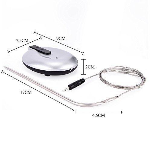 Grillthermometer, Elinker Funk Ofenthermometer und Zeitmesser mit Großer LED Anzeige, Wireless BBQ Thermometer Bratenthermometer (Silber und Schwarz) - 8