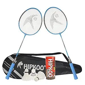 Hipkoo Sports Series Badminton Rackets Set of 2| Wide Body Shuttle Bat with Cover, 3 Shuttles and Net| T-Joint and Fluid Frame