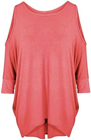 Womens Ladies Cold Shoulder Batwing Top Cut Shoulder Tunic Loose Baggy Oversize (20-22, Coral)