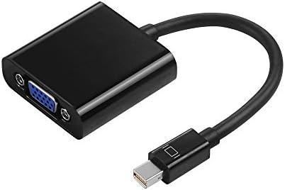 Mini DisplayPort( DP) to VGA, HaoDe Nickel Plated Mini DisplayPort (Thunderbolt Port Compatible) Mini DP to VGA Male to Female Adapter(White/Black)Black